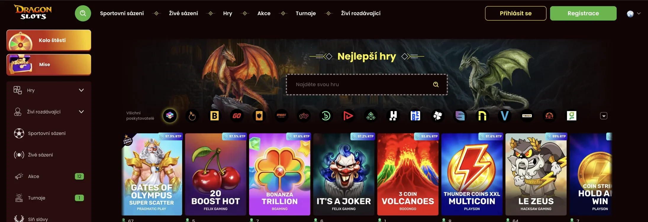 Dragon Slots webové stránky